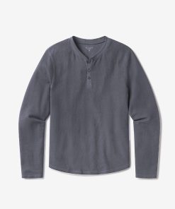 Cotton Waffle Curved Hem Henley