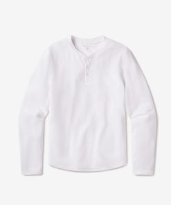 Cotton Waffle Curved Hem Henley